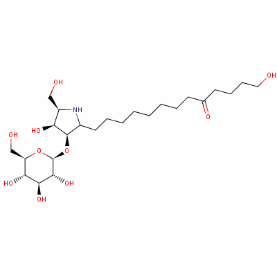 190317-46-5  1-hydroxy-13-[(3R,4S,5R)-4-hydroxy-5-(hydroxymethyl)-3-[(2R,3R,4S,5R,6 R)-3,4,5-trihydroxy-6-(hydroxymethyl)oxan-2-yl]oxy-pyrrolidin-2-yl]tri decan-5-one