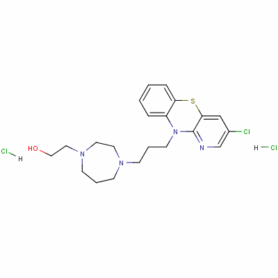 19824-91-0  1H-1,4-Diazepine-1-ethanol, hexahydro-4-(3-(3-chloro-10H-pyrido(3,2-b) (1,4)benzothiazin-10-yl)propyl)-, dihydrochloride