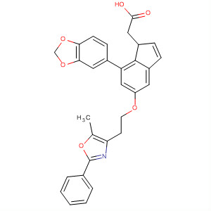 652981-16-3  1H-Indene-1-acetic acid,7-(1,3-benzodioxol-5-yl)-2,3-dihydro-5-[2-(5-methyl-2-phenyl-4-oxazolyl)ethoxy]-