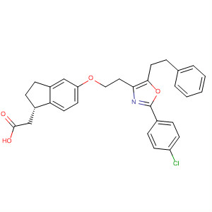 652981-28-7  1H-Indene-1-acetic acid,5-[2-[2-(4-chlorophenyl)-5-(2-phenylethyl)-4-oxazolyl]ethoxy]-2,3-dihydro-, (1S)-