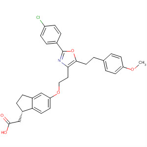 652981-34-5  1H-Indene-1-acetic acid,5-[2-[2-(4-chlorophenyl)-5-[2-(4-methoxyphenyl)ethyl]-4-oxazolyl]ethoxy]-2,3-dihydro-, (1S)-