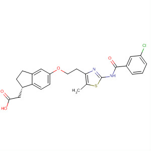 652981-70-9  1H-Indene-1-acetic acid,5-[2-[2-[(3-chlorobenzoyl)amino]-5-methyl-4-thiazolyl]ethoxy]-2,3-dihydro-, (1S)-