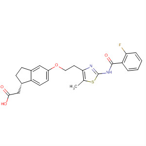652981-72-1  1H-Indene-1-acetic acid,5-[2-[2-[(2-fluorobenzoyl)amino]-5-methyl-4-thiazolyl]ethoxy]-2,3-dihydro-, (1S)-