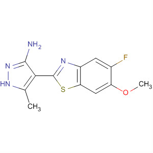 654063-40-8  1H-Pyrazol-3-amine, 4-(5-fluoro-6-methoxy-2-benzothiazolyl)-5-methyl-