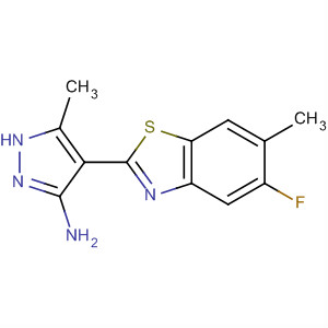 654063-52-2  1H-Pyrazol-3-amine, 4-(5-fluoro-6-methyl-2-benzothiazolyl)-5-methyl-