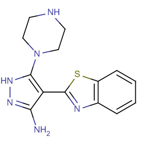 654063-96-4  1H-Pyrazol-3-amine, 4-(2-benzothiazolyl)-5-(1-piperazinyl)-