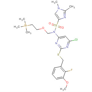 654074-45-0  1H-Imidazole-4-sulfonamide,N-[6-chloro-2-[[(2-fluoro-3-methoxyphenyl)methyl]thio]-4-pyrimidinyl]-1,2-dimethyl-N-[[2-(trimethylsilyl)ethoxy]methyl]-
