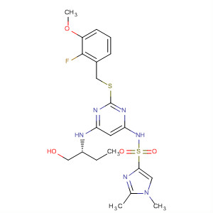 654074-47-2  1H-Imidazole-4-sulfonamide,N-[2-[[(2-fluoro-3-methoxyphenyl)methyl]thio]-6-[[(1R)-1-(hydroxymethyl)propyl]amino]-4-pyrimidinyl]-1,2-dimethyl-