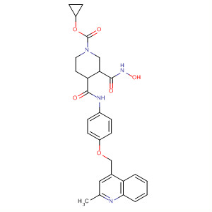 654647-22-0  1-Piperidinecarboxylic acid,3-[(hydroxyamino)carbonyl]-4-[[[4-[(2-methyl-4-quinolinyl)methoxy]phenyl]amino]carbonyl]-, cyclopropyl ester, (3R,4S)-