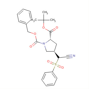 654666-08-7  1,2-Pyrrolidinedicarboxylic acid, 4-[cyano(phenylsulfonyl)methyl]-,2-(1,1-dimethylethyl) 1-(phenylmethyl) ester, (2S,4R)-
