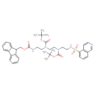 655224-11-6  10-Oxa-2,5,8-triazadodecanoic acid,5-[(1,1-dimethylethoxy)carbonyl]-8-[2-[(5-isoquinolinylsulfonyl)amino]ethyl]-11,11-dimethyl-9-oxo-, 9H-fluoren-9-ylmethyl ester