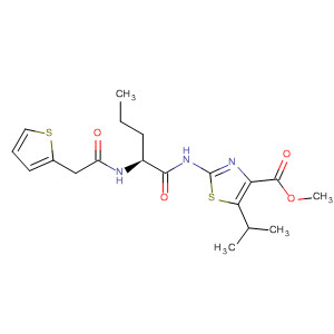 649738-51-2  4-Thiazolecarboxylic acid,5-(1-methylethyl)-2-[[(2S)-1-oxo-2-[(2-thienylacetyl)amino]pentyl]amino]-, methyl ester