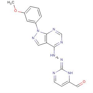 650627-16-0  4-Pyrimidinecarboxaldehyde,[1-(3-methoxyphenyl)-1H-pyrazolo[3,4-d]pyrimidin-4-yl]hydrazone