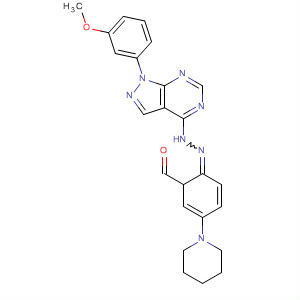 650627-57-9  Benzaldehyde, 4-(1-piperidinyl)-,[1-(3-methoxyphenyl)-1H-pyrazolo[3,4-d]pyrimidin-4-yl]hydrazone