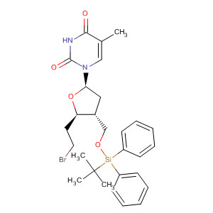 651020-38-1  2,4(1H,3H)-Pyrimidinedione,1-[(2R,4R,5R)-5-(2-bromoethyl)-4-[[[(1,1-dimethylethyl)diphenylsilyl]oxy]methyl]tetrahydro-2-furanyl]-5-methyl-