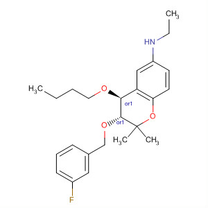 651334-23-5  2H-1-Benzopyran-6-amine,4-butoxy-N-ethyl-3-[(3-fluorophenyl)methoxy]-3,4-dihydro-2,2-dimethyl-,(3R,4S)-rel-