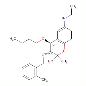 651334-24-6  2H-1-Benzopyran-6-amine,4-butoxy-N-ethyl-3,4-dihydro-2,2-dimethyl-3-[(2-methylphenyl)methoxy]-,(3R,4S)-rel-