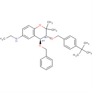 651334-36-0  2H-1-Benzopyran-6-amine,3-[[4-(1,1-dimethylethyl)phenyl]methoxy]-N-ethyl-3,4-dihydro-2,2-dimethyl-4-(phenylmethoxy)-, (3R,4S)-rel-