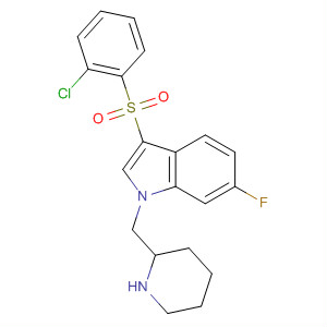 651335-06-7  1H-Indole, 3-[(2-chlorophenyl)sulfonyl]-6-fluoro-1-(2-piperidinylmethyl)-