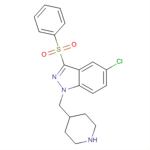 651335-88-5  1H-Indazole, 5-chloro-3-(phenylsulfonyl)-1-(4-piperidinylmethyl)-