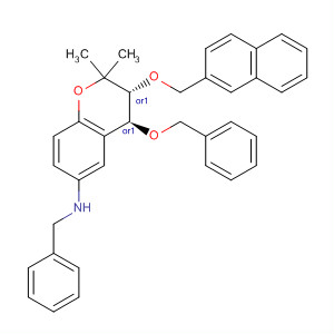 651336-41-3  2H-1-Benzopyran-6-amine,3,4-dihydro-2,2-dimethyl-3-(2-naphthalenylmethoxy)-4-(phenylmethoxy)-N-(phenylmethyl)-, (3R,4S)-rel-