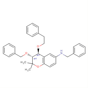 651336-55-9  2H-1-Benzopyran-6-amine,3,4-dihydro-2,2-dimethyl-4-(2-phenylethoxy)-3-(phenylmethoxy)-N-(phenylmethyl)-, (3R,4S)-rel-