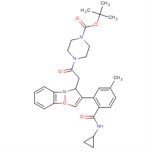 651780-09-5  1-Piperazinecarboxylic acid,4-[[6-[5-[(cyclopropylamino)carbonyl]-2-methylphenyl]-1,2-benzisoxazol-3-yl]acetyl]-, 1,1-dimethylethyl ester