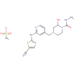 652154-19-3  1-Piperazinecarboxamide,4-[[2-[(5-cyano-2-thiazolyl)amino]-4-pyridinyl]methyl]-N-methyl-,monomethanesulfonate, monohydrate