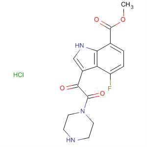 652160-70-8  1H-Indole-7-carboxylic acid, 4-fluoro-3-(oxo-1-piperazinylacetyl)-,methyl ester, monohydrochloride