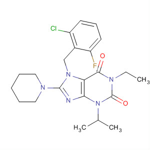 652162-60-2  1H-Purine-2,6-dione,7-[(2-chloro-6-fluorophenyl)methyl]-1-ethyl-3,7-dihydro-3-(1-methylethyl)-8-(1-piperidinyl)-