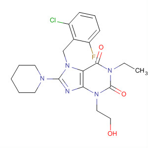 652162-75-9  1H-Purine-2,6-dione,7-[(2-chloro-6-fluorophenyl)methyl]-1-ethyl-3,7-dihydro-3-(2-hydroxyethyl)-8-(1-piperidinyl)-
