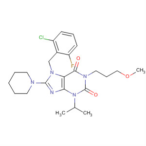652162-84-0  1H-Purine-2,6-dione,7-[(2-chloro-6-fluorophenyl)methyl]-3,7-dihydro-1-(3-methoxypropyl)-3-(1-methylethyl)-8-(1-piperidinyl)-
