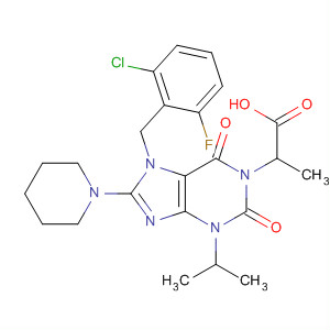 652163-36-5  1H-Purine-1-propanoic acid,7-[(2-chloro-6-fluorophenyl)methyl]-2,3,6,7-tetrahydro-3-(1-methylethyl)-2,6-dioxo-8-(1-piperidinyl)-