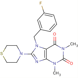 652164-63-1  1H-Purine-2,6-dione,7-[(3-fluorophenyl)methyl]-3,7-dihydro-1,3-dimethyl-8-(4-thiomorpholinyl)-