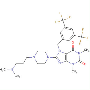652165-85-0  1H-Purine-2,6-dione,7-[[3,5-bis(trifluoromethyl)phenyl]methyl]-8-[4-[3-(dimethylamino)propyl]-1-piperazinyl]-3,7-dihydro-1,3-dimethyl-