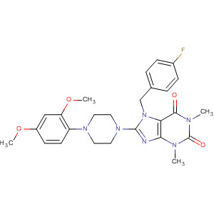 652165-93-0  1H-Purine-2,6-dione,8-[4-(2,4-dimethoxyphenyl)-1-piperazinyl]-7-[(4-fluorophenyl)methyl]-3,7-dihydro-1,3-dimethyl-
