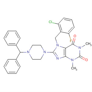 652166-00-2  1H-Purine-2,6-dione,7-[(2-chloro-6-fluorophenyl)methyl]-8-[4-(diphenylmethyl)-1-piperazinyl]-3,7-dihydro-1,3-dimethyl-