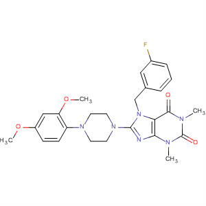 652166-03-5  1H-Purine-2,6-dione,8-[4-(2,4-dimethoxyphenyl)-1-piperazinyl]-7-[(3-fluorophenyl)methyl]-3,7-dihydro-1,3-dimethyl-