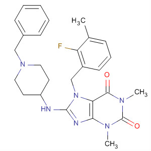 652168-47-3  1H-Purine-2,6-dione,7-[(2-fluoro-3-methylphenyl)methyl]-3,7-dihydro-1,3-dimethyl-8-[[1-(phenylmethyl)-4-piperidinyl]amino]-