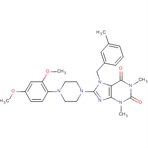 652168-78-0  1H-Purine-2,6-dione,8-[4-(2,4-dimethoxyphenyl)-1-piperazinyl]-3,7-dihydro-1,3-dimethyl-7-[(3-methylphenyl)methyl]-
