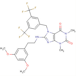 652168-82-6  1H-Purine-2,6-dione,7-[[3,5-bis(trifluoromethyl)phenyl]methyl]-8-[[2-(3,5-dimethoxyphenyl)ethyl]amino]-3,7-dihydro-1,3-dimethyl-