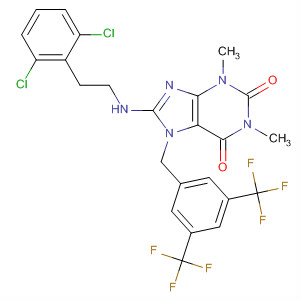 652168-90-6  1H-Purine-2,6-dione,7-[[3,5-bis(trifluoromethyl)phenyl]methyl]-8-[[2-(2,6-dichlorophenyl)ethyl]amino]-3,7-dihydro-1,3-dimethyl-