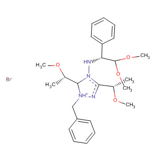 652538-25-5  1H-1,2,4-Triazolium,4-[[(1R)-2,2-dimethoxy-1-phenylethyl]amino]-3,5-bis[(1S)-1-methoxyethyl]-1-(phenylmethyl)-, bromide