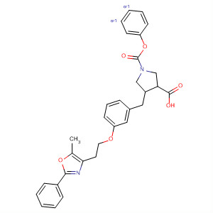 646998-75-6  1,3-Pyrrolidinedicarboxylic acid,4-[[3-[2-(5-methyl-2-phenyl-4-oxazolyl)ethoxy]phenyl]methyl]-, 1-phenylester, (3R,4S)-rel-