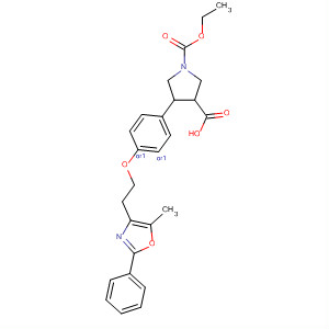 646998-80-3  1,3-Pyrrolidinedicarboxylic acid,4-[4-[2-(5-methyl-2-phenyl-4-oxazolyl)ethoxy]phenyl]-, 1-ethyl ester,(3R,4R)-rel-