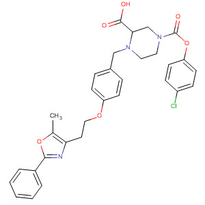 646999-44-2  1,3-Piperazinedicarboxylic acid,4-[[4-[2-(5-methyl-2-phenyl-4-oxazolyl)ethoxy]phenyl]methyl]-,1-(4-chlorophenyl) ester