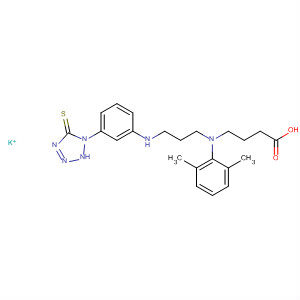 647012-07-5  Butanoic acid,4-[[3-[[3-(2,5-dihydro-5-thioxo-1H-tetrazol-1-yl)phenyl]amino]propyl](2,6-dimethylphenyl)amino]-, monopotassium salt
