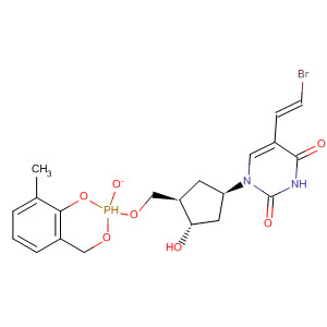 648414-63-5  2,4(1H,3H)-Pyrimidinedione,5-[(1E)-2-bromoethenyl]-1-[(1R,3S,4R)-3-hydroxy-4-[[(8-methyl-2-oxido-4H-1,3,2-benzodioxaphosphorin-2-yl)oxy]methyl]cyclopentyl]-