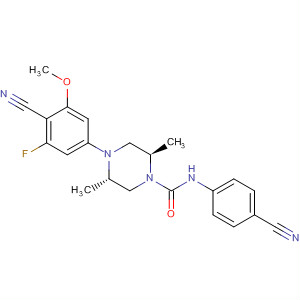 648422-62-2  1-Piperazinecarboxamide,4-(4-cyano-3-fluoro-5-methoxyphenyl)-N-(4-cyanophenyl)-2,5-dimethyl-,(2R,5S)-