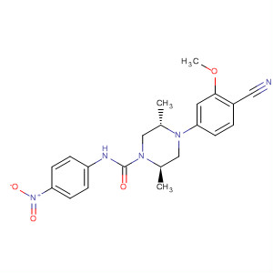 648422-74-6  1-Piperazinecarboxamide,4-(4-cyano-3-methoxyphenyl)-2,5-dimethyl-N-(4-nitrophenyl)-, (2R,5S)-
